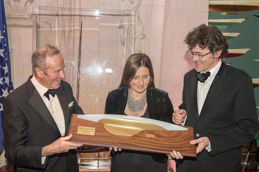 L to R: The Earl of Meath (the great grandson of the inductee); Lady Ana Johnson (the daughter of the Countess); and Lord Ardee (the son of the Earl of Meath) - Hall of Fame induction for Ernesto Bertarelli Alinghi and Lord Dunraven © Carlo Borlenghi / www.carloborlenghi.com